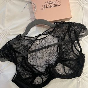 Agent Provacteur Cap Sleeve Black Lace Bra Size 3